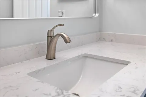 a close view of a sink in a bathroom