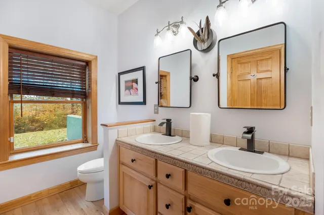 a bathroom with a bathtub