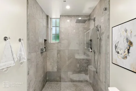 a bathroom with a shower