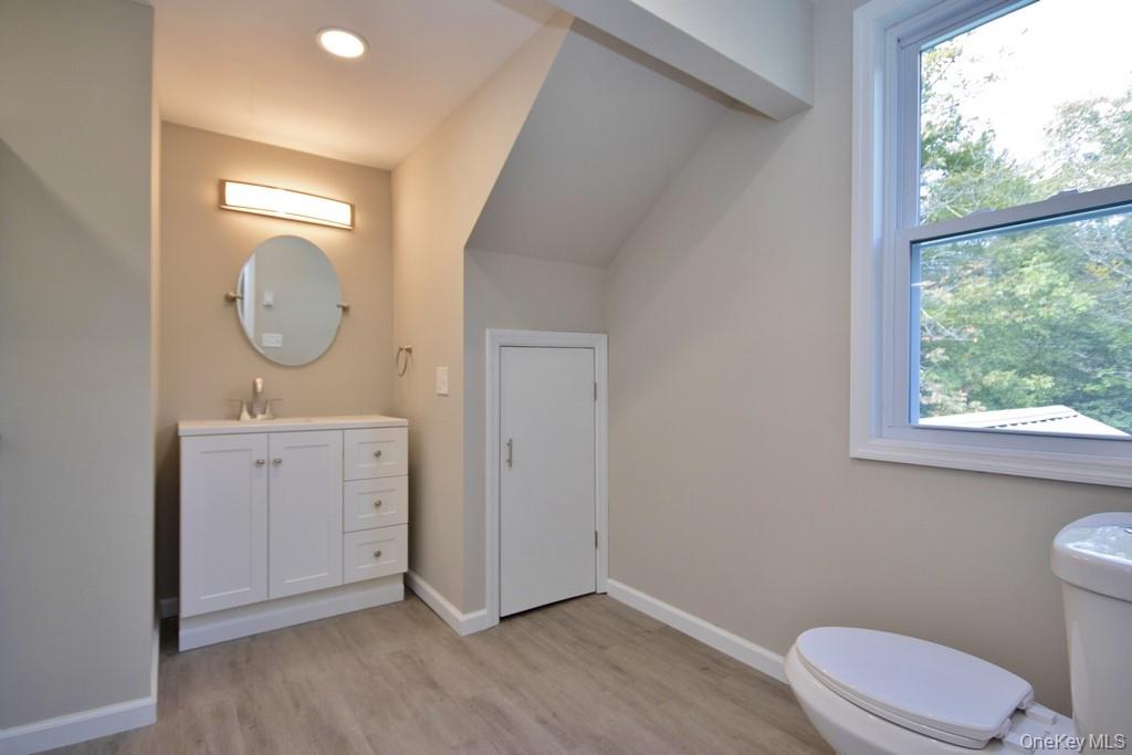 151 Airport Road Bethel, NY 12762 - Photo 18 of 19 a bathroom with a toilet a sink a window and a mirror