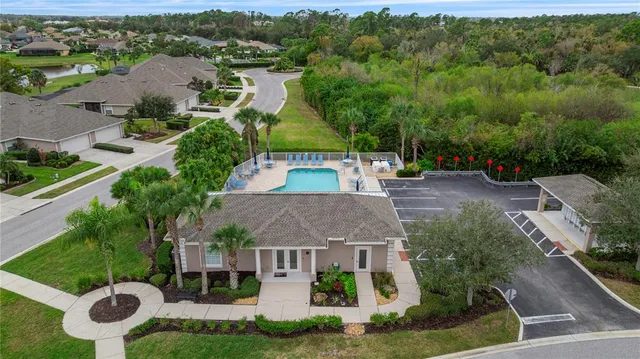 an aerial view of multiple houses with yard