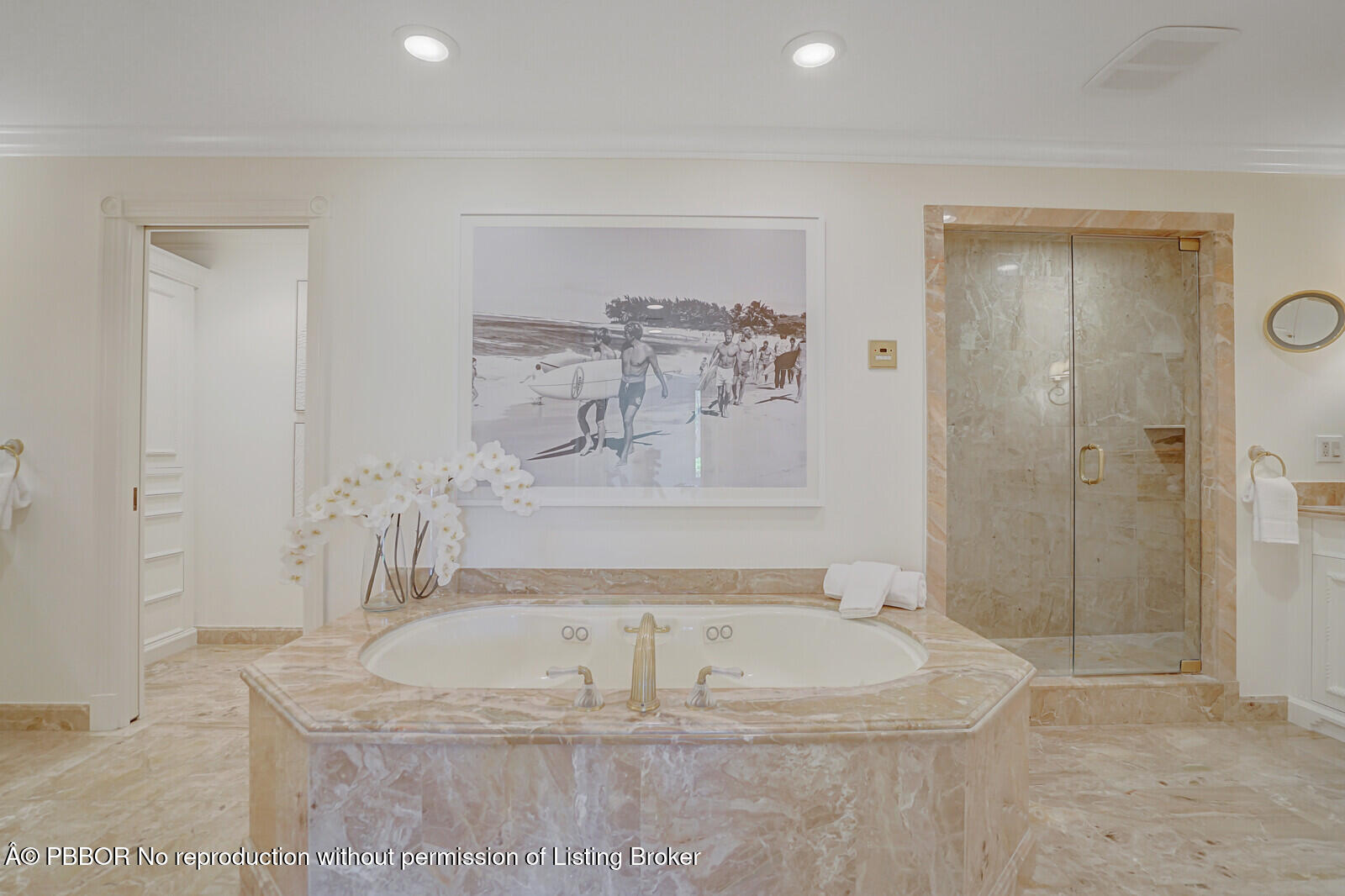 2 North Breakers Row, Unit ST2 Palm Beach, FL 33480 - Photo 19 of 30 a bathroom with a granite countertop tub sink and shower
