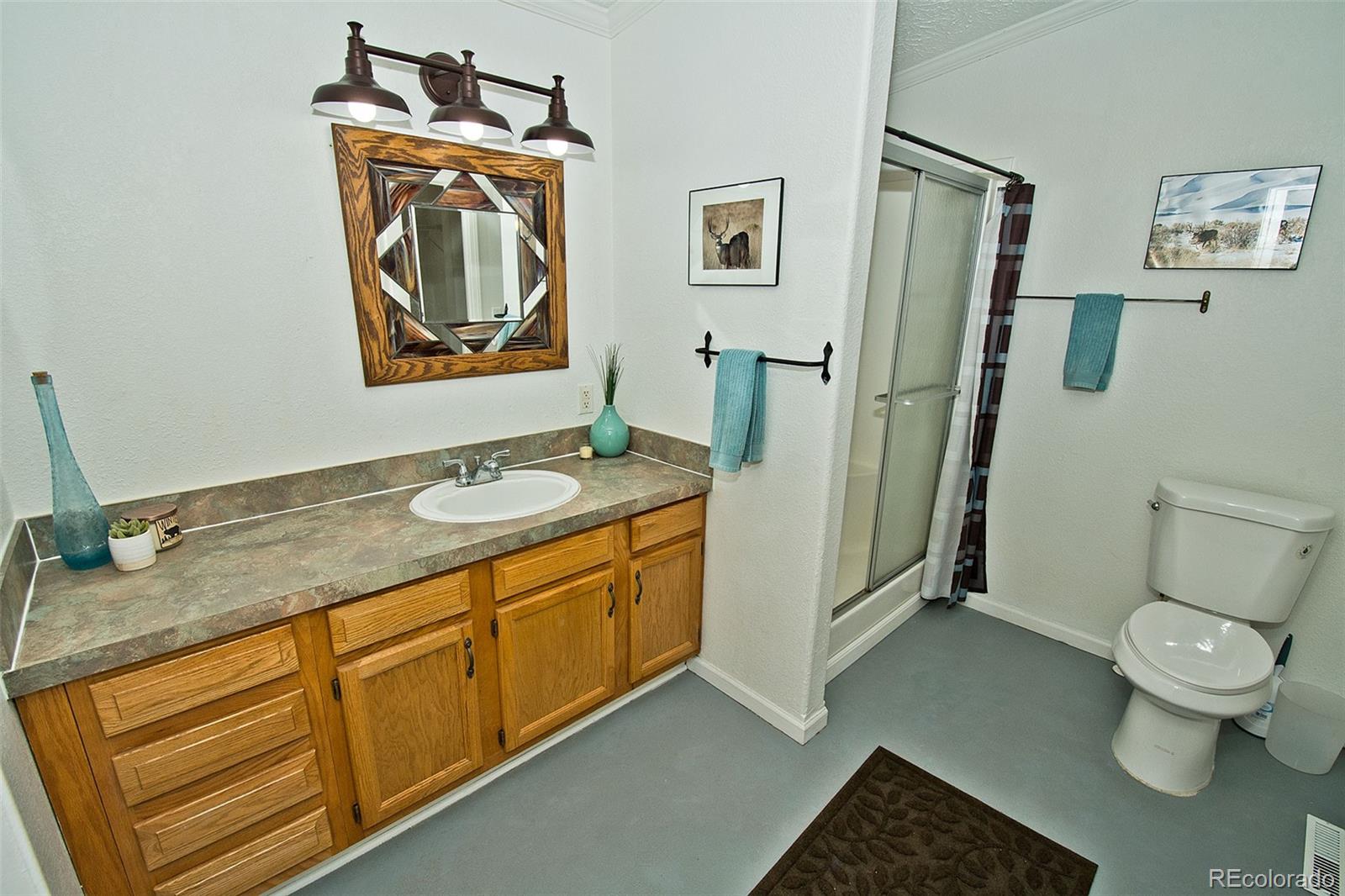 1372 North Saddlerock Trail Crestone, CO 81131 - Photo 31 of 43 a spacious bathroom with a toilet sink and mirror