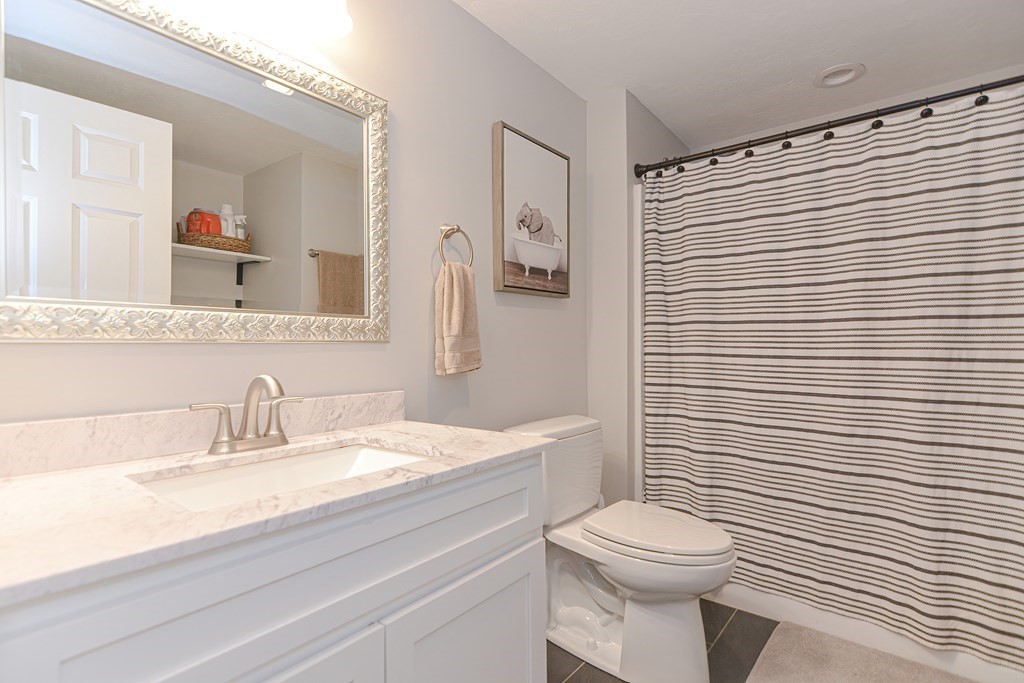 41 Boston Road, Unit 351 Billerica, MA 01862 - Photo 19 of 25 a bathroom with a sink a toilet and shower curtain