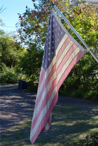 an aerial view of green landscape with trees houses and lake view