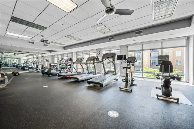 a view of a room with gym equipment