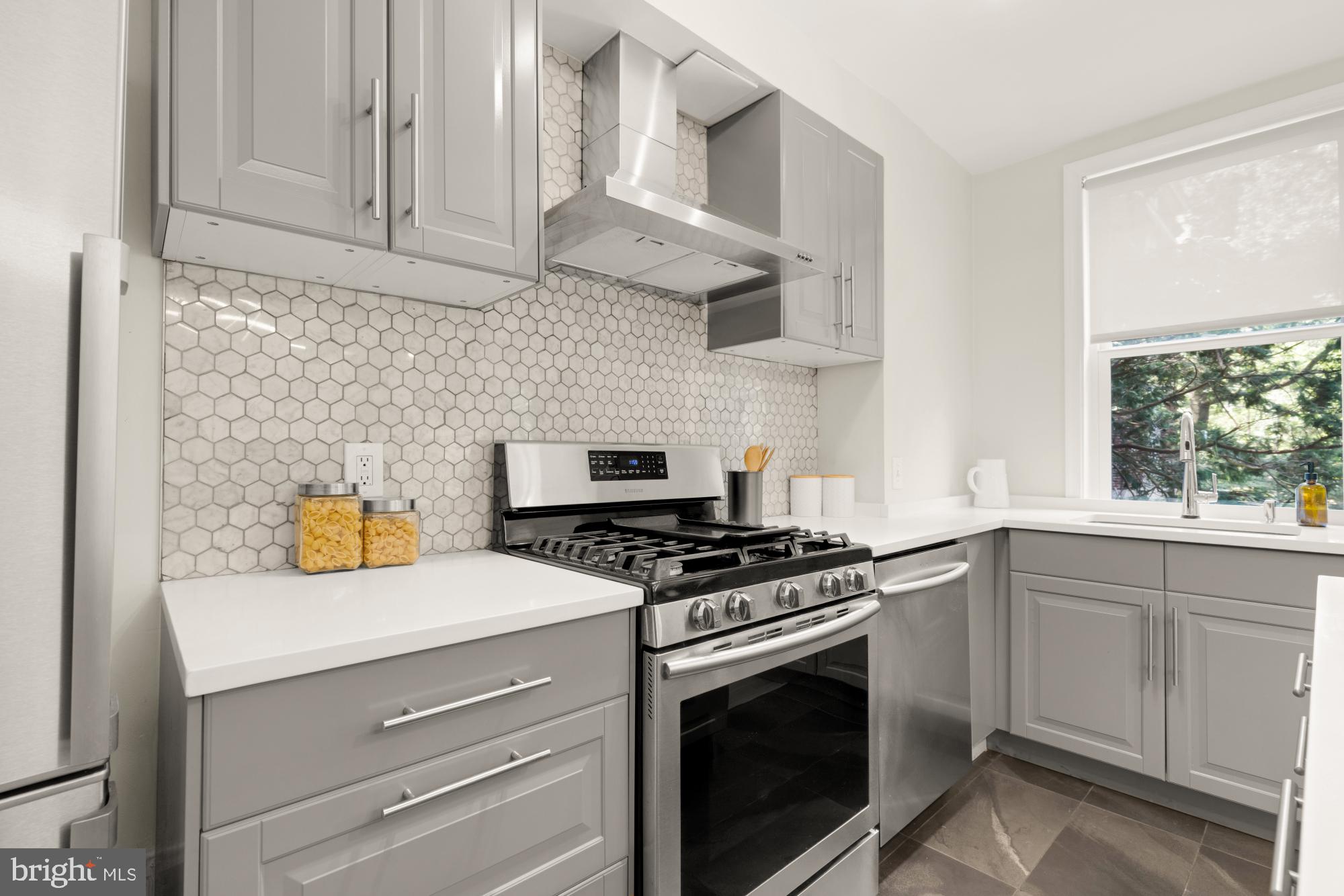 2801 Adams Mill Road Northwest, Unit 210 Washington, DC 20009 - Photo 10 of 32 a kitchen with stainless steel appliances a stove a white cabinets and a sink