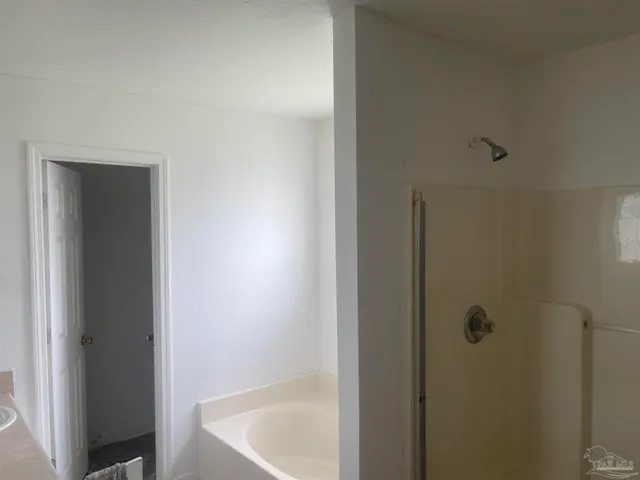 a bathroom with a tub