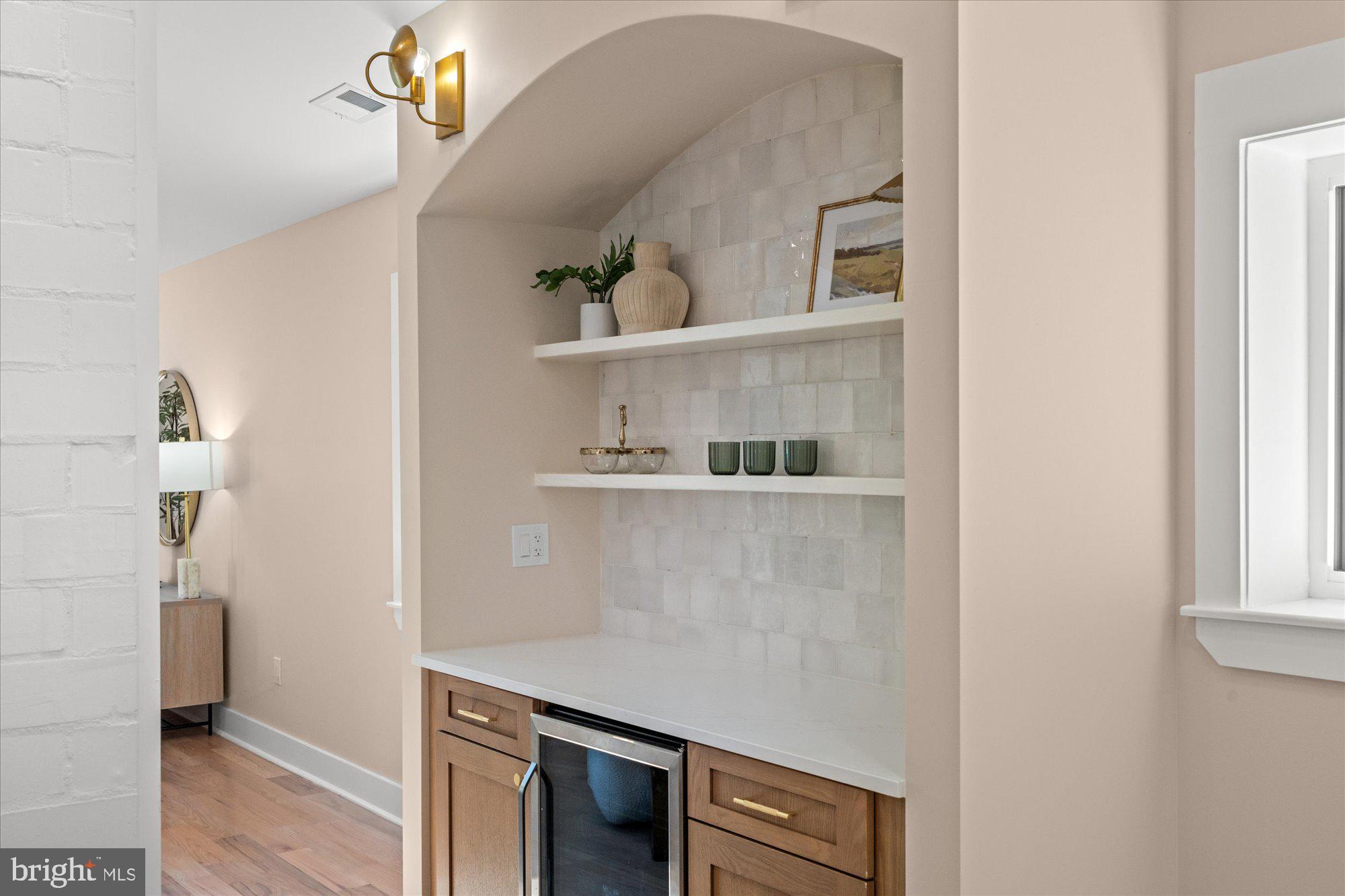 6125 Overlea Road Bethesda, MD 20816 - Photo 12 of 61 Custom wine bar with beverage fridge