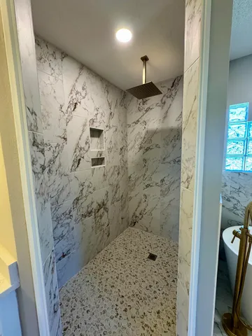 a bathroom with a shower