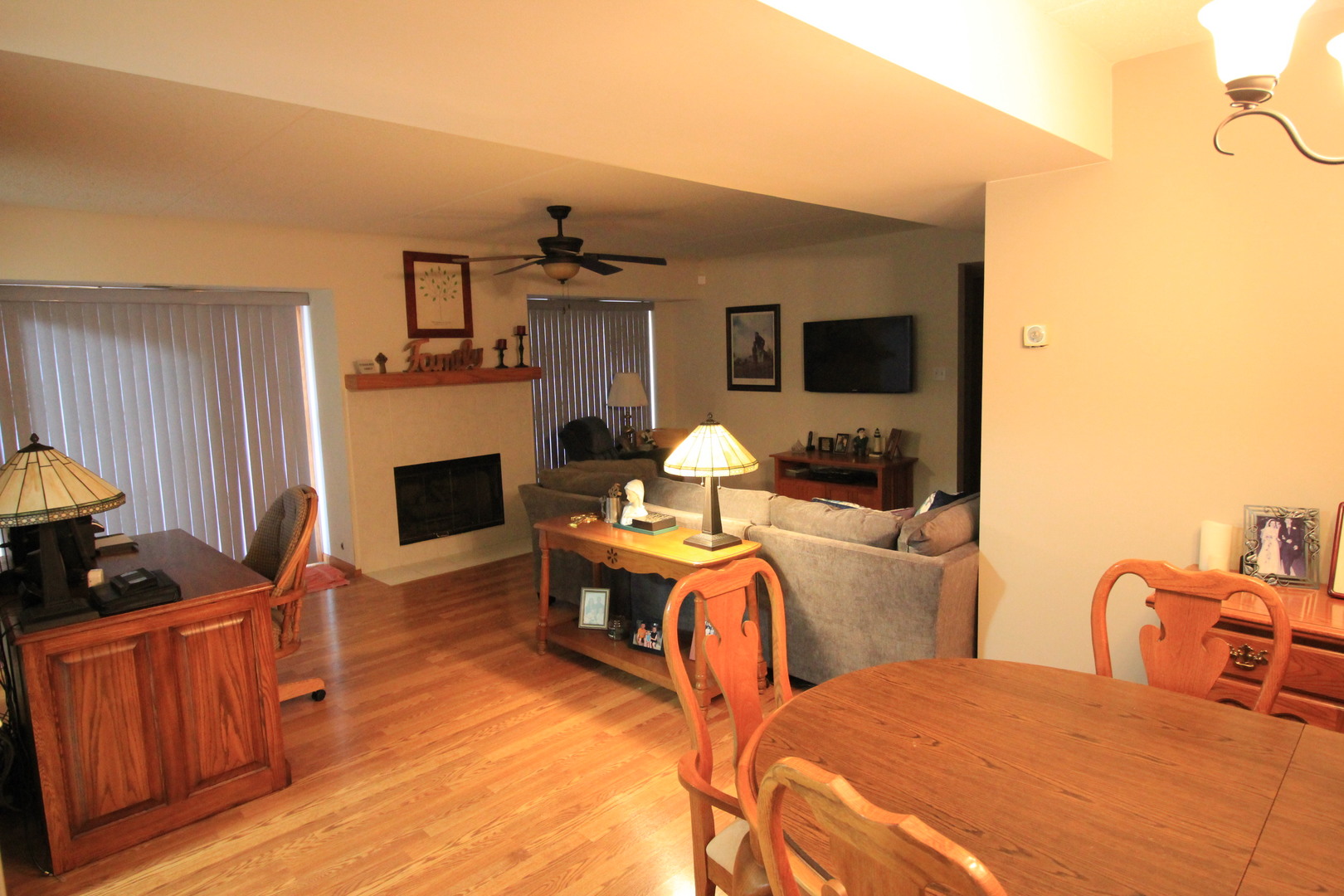 18136 Rita Road, Unit 1A Tinley Park, IL 60477 - Photo 8 of 19 a living room with furniture a fireplace and a flat screen tv