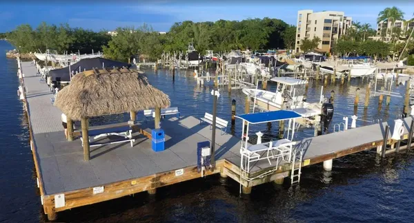 a view of a ocean with outdoor seating