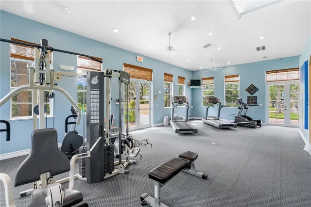 a view of a room with gym equipment