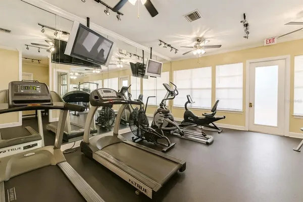 a view of a room with gym equipment