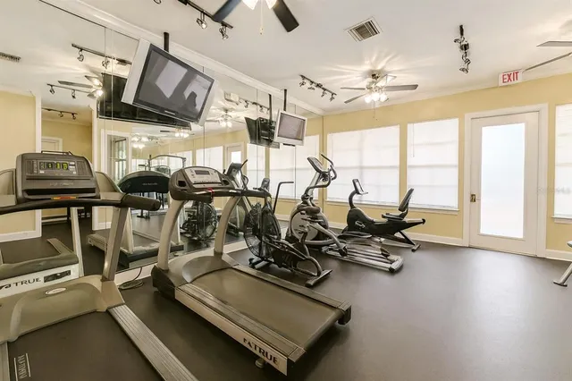 a view of a room with gym equipment