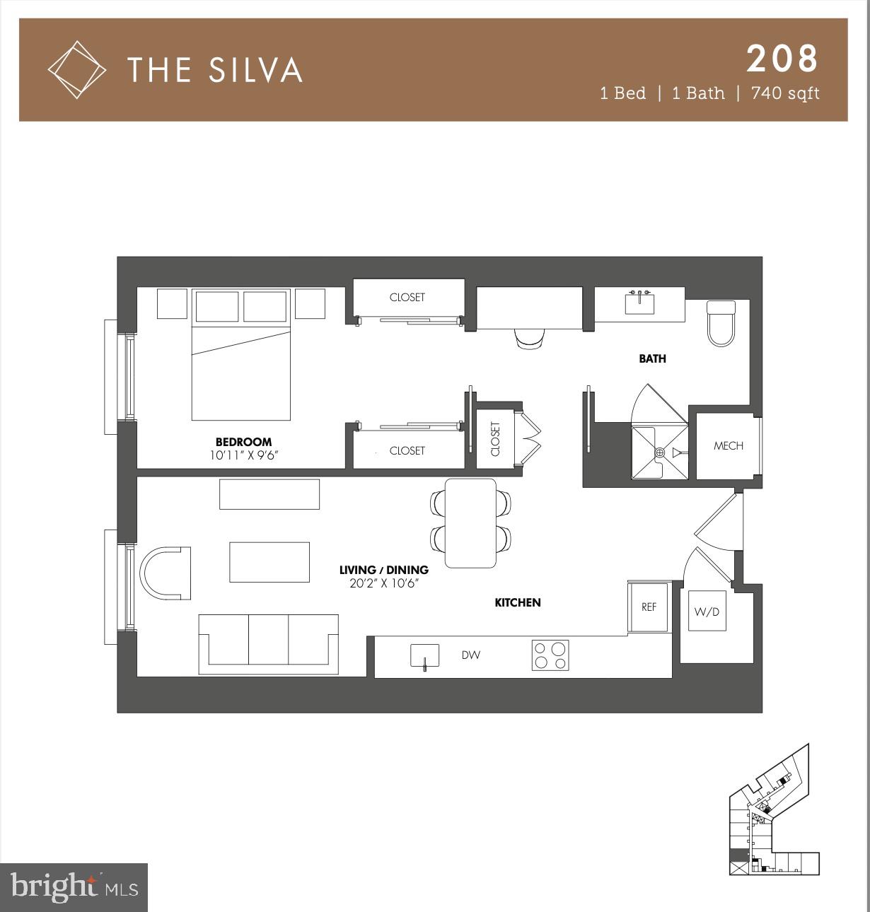 1630 Columbia Road Northwest, Unit 208 Washington, DC 20009 - Photo 20 of 20 Floor plan