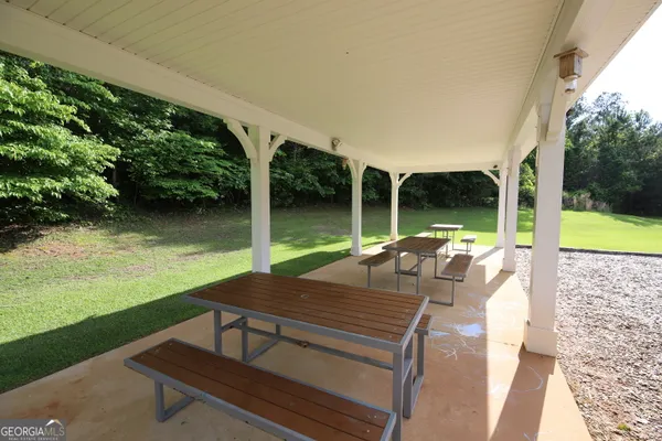 a view of an outdoor sitting area