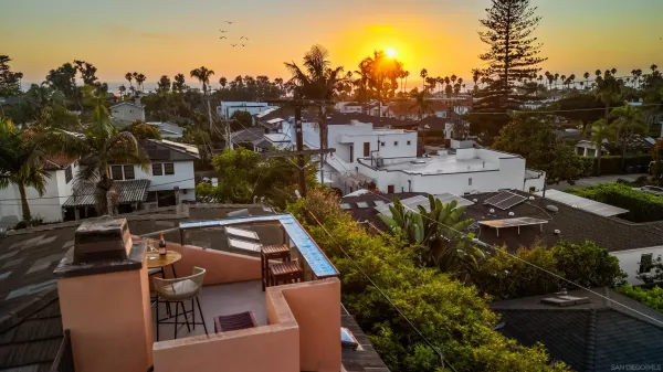 a outdoor view with a sitting space