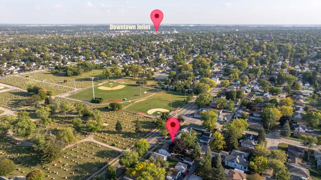 an aerial view of multiple house
