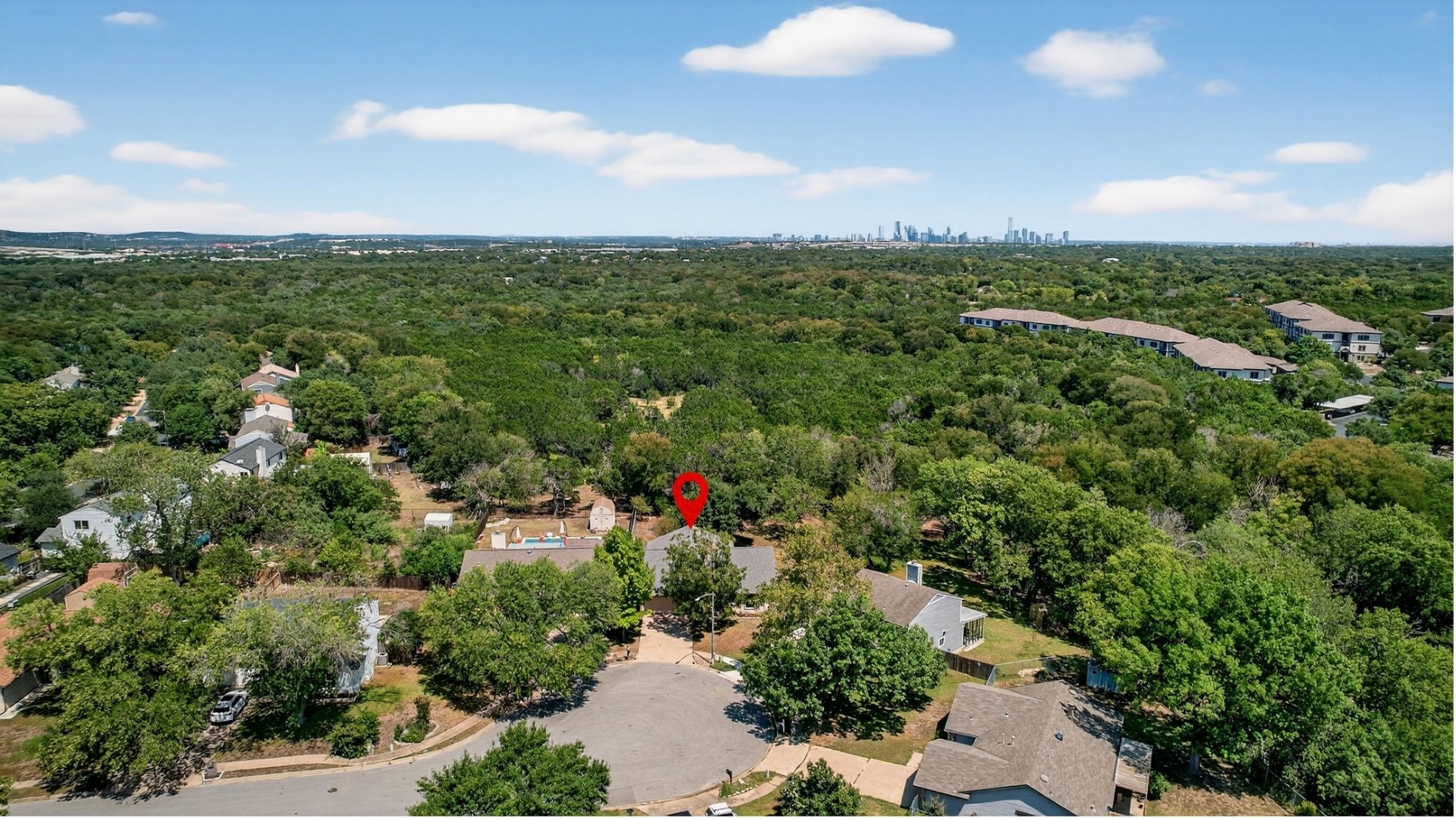 3202 Western Drive Austin, TX 78745 - Photo 33 of 34 an aerial view of residential houses with outdoor space and trees