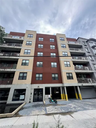 a front view of a multi story building