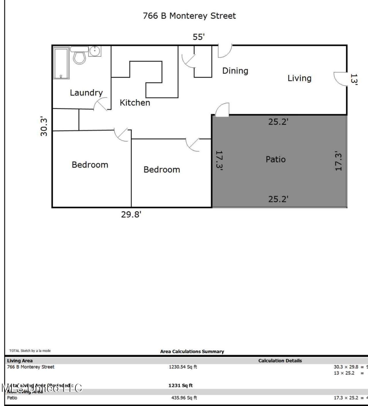 766 Monterey Street, Unit AB Jackson, MS 39204 - Photo 25 of 25 Unit B Sketch