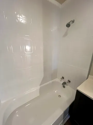 a bathroom with a bathtub