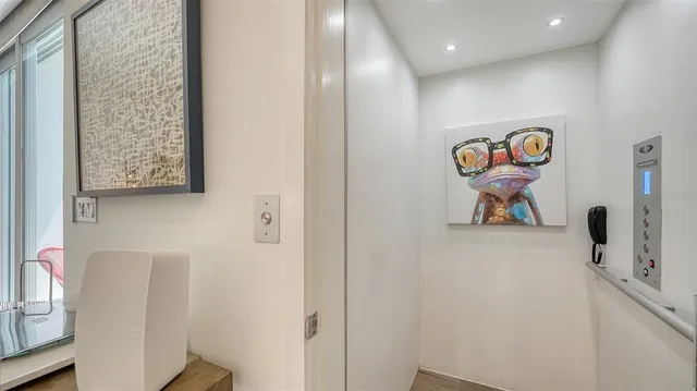 a bathroom with a sink vanity and a mirror