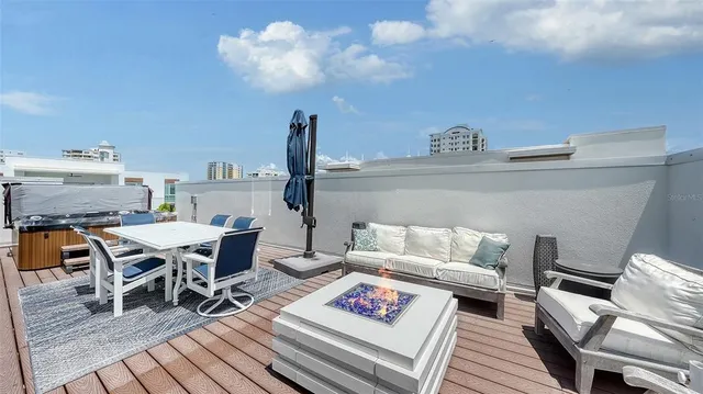 a view of a city with tall buildings