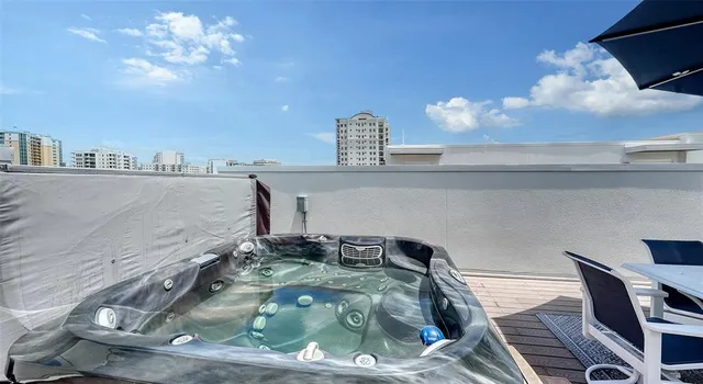 a view of a city with tall buildings