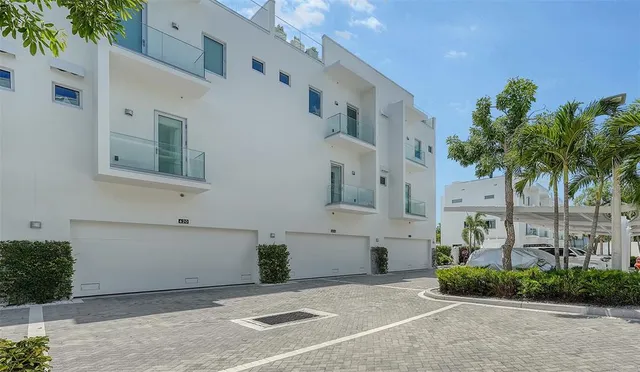 a front view of a building with street