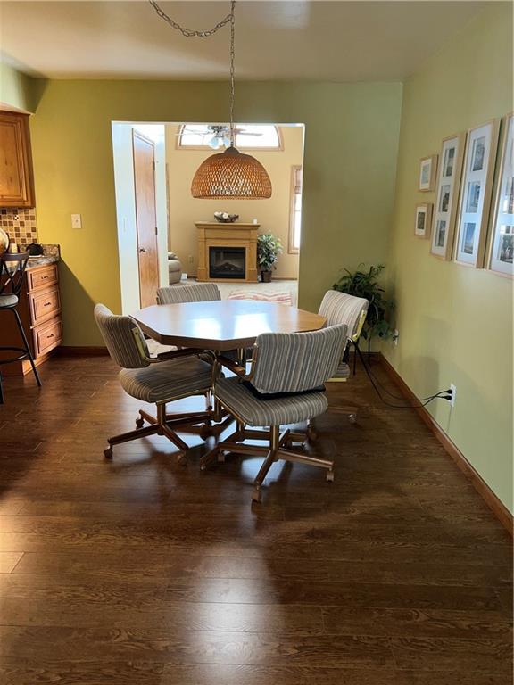 Dining room open to the kitchen overlooking the family room