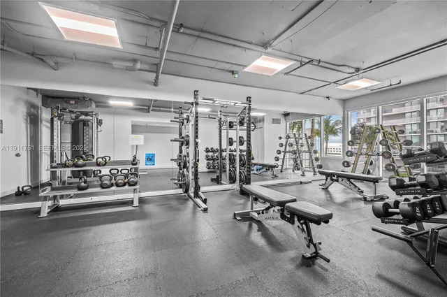 a view of a room with gym equipment