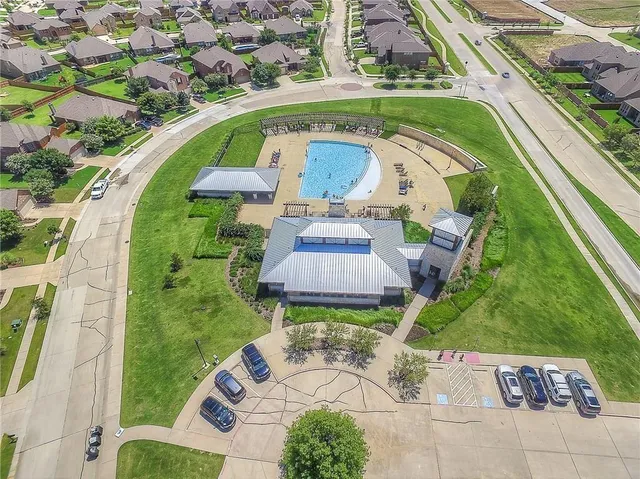 an aerial view of a house