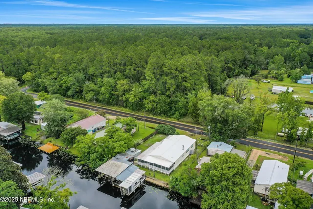 an aerial view of a house