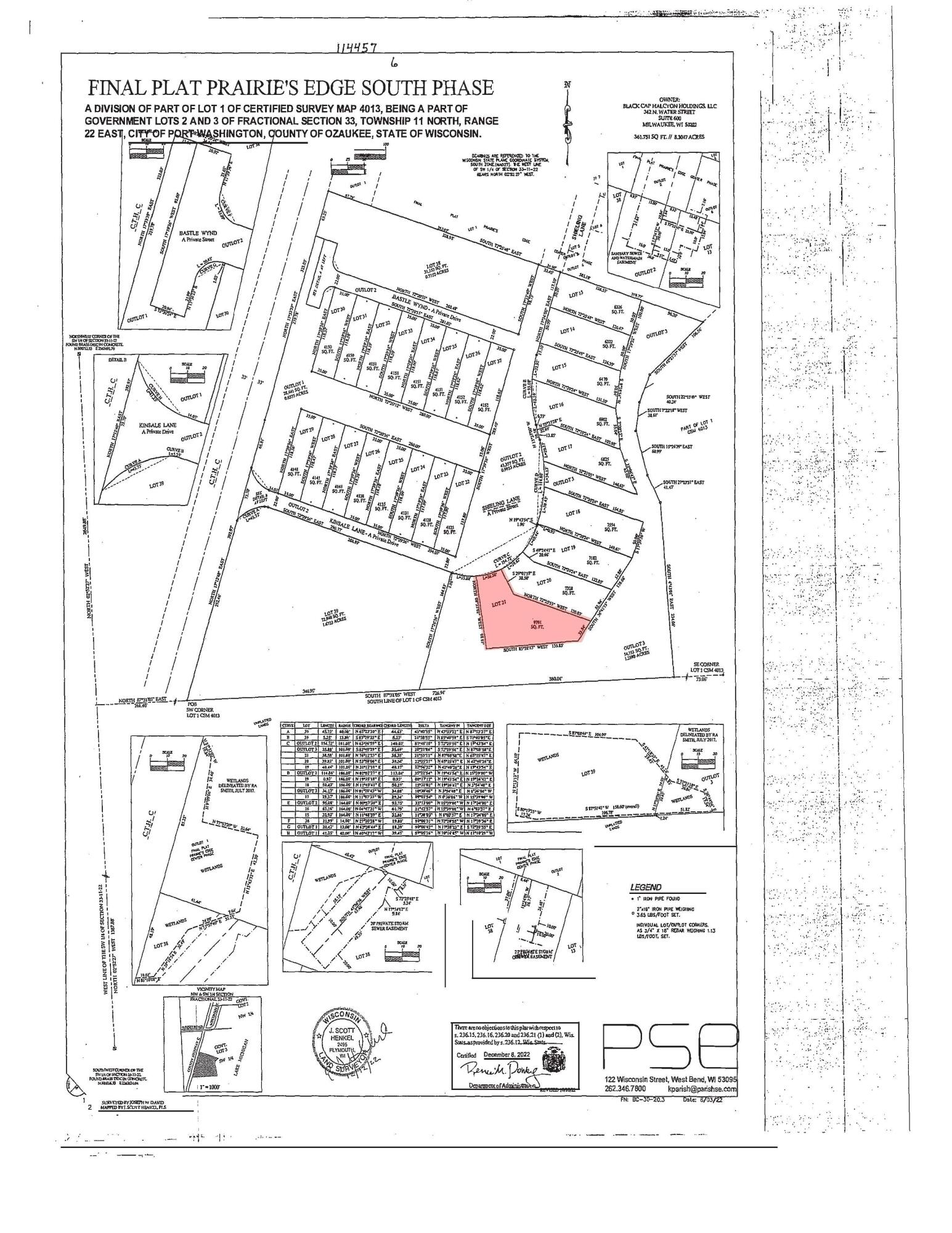 1216 Shieling Ln Port, Unit LT21 Port Washington, WI 53074 - Photo 8 of 11 Lot 21 - Final Plat Prairie's Edge South