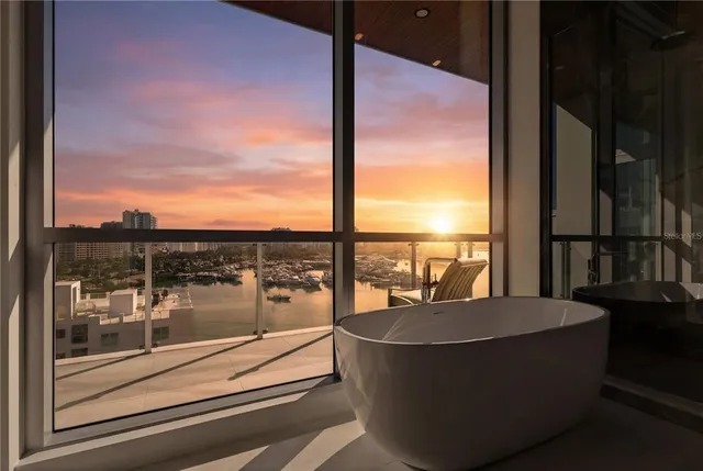 a view of a lake from a balcony