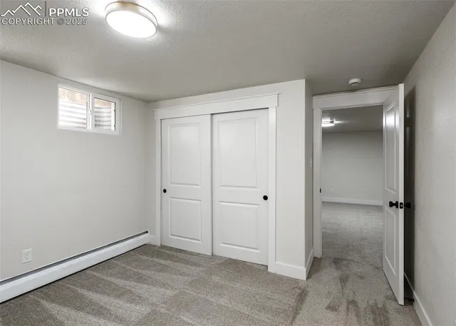 an empty room with closet