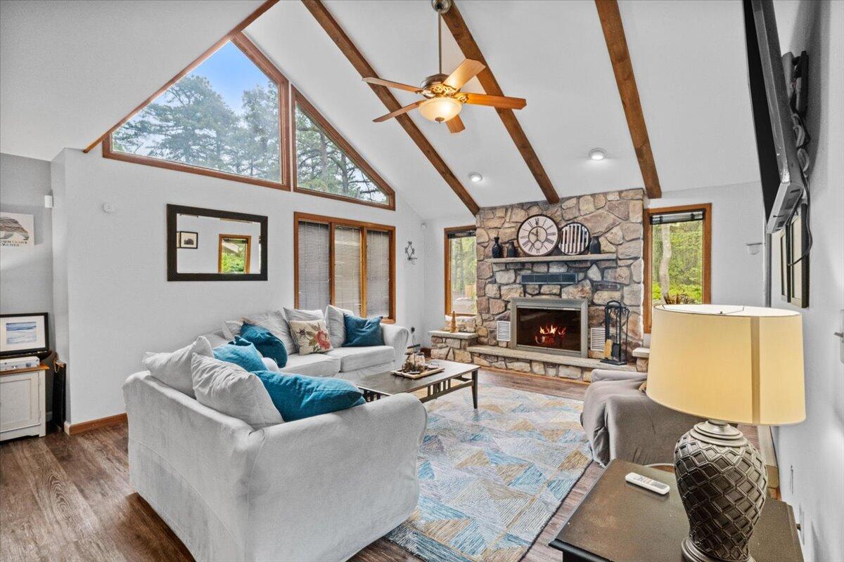 52 Hickory Road Lake Harmony, PA 18624 - Photo 6 of 36 a living room with furniture and a fireplace