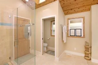 a bathroom with a shower
