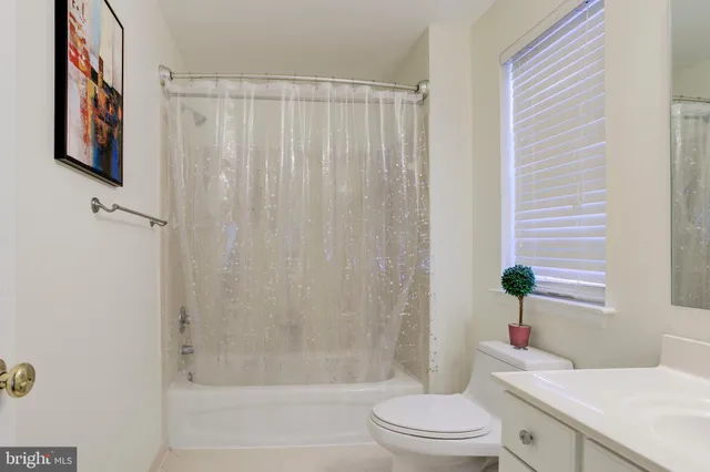 a bathroom with a sink a toilet and shower curtain