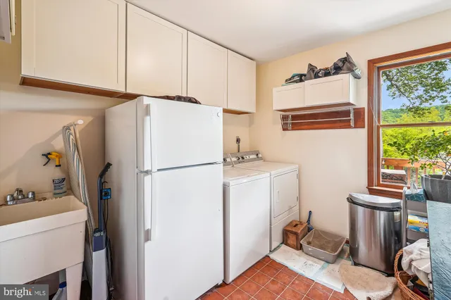a view of a storage room with racks