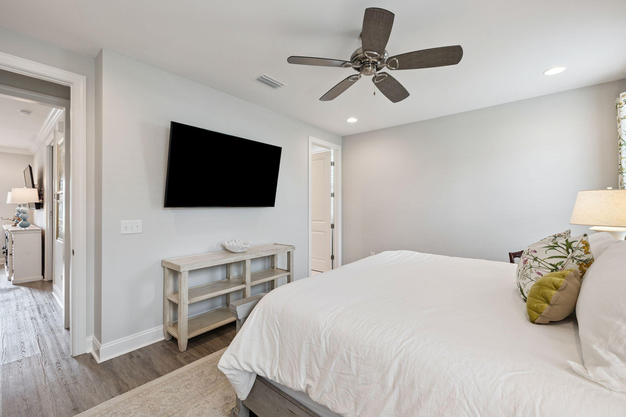 89 Cambium Ct Inlet Beach Inlet Beach, FL 32461 - Photo 19 of 32 a bedroom with a bed and a flat screen tv
