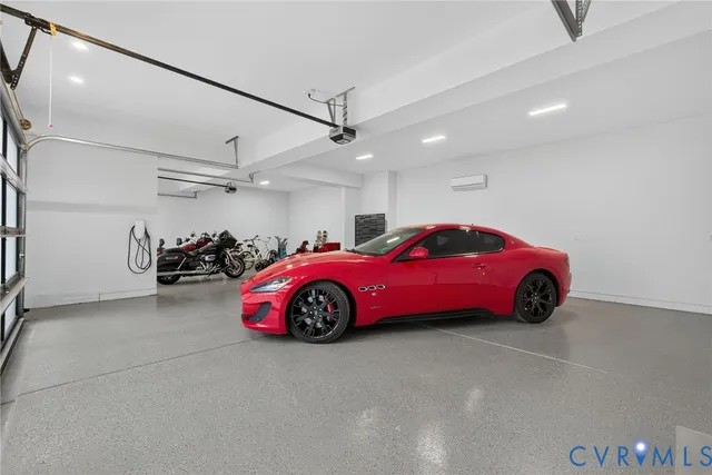a car is parked in a garage
