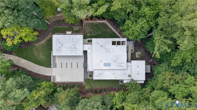 an aerial view of a house