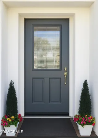 a picture of a bench in front of a door