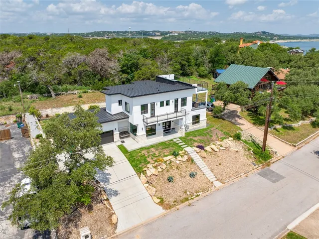 an aerial view of a house