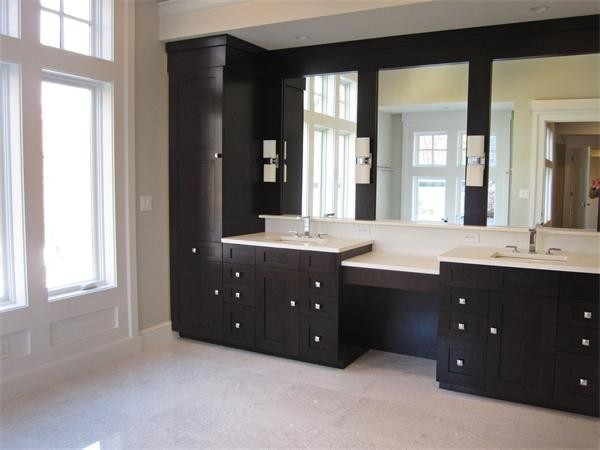 45 Old Farm Road Wellesley, MA 02481 - Photo 11 of 20 a bathroom with a double vanity sink and mirror with window