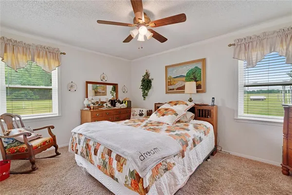 a bed room with a bed and a couch