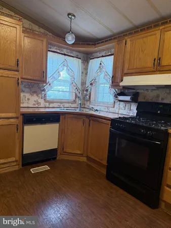 a kitchen with stainless steel appliances wooden floor sink and wooden cabinets